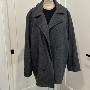 WOOLLY MAMMOTH STEVE & BARRY'S BUTTON FRONT PEA COAT | SISE XL